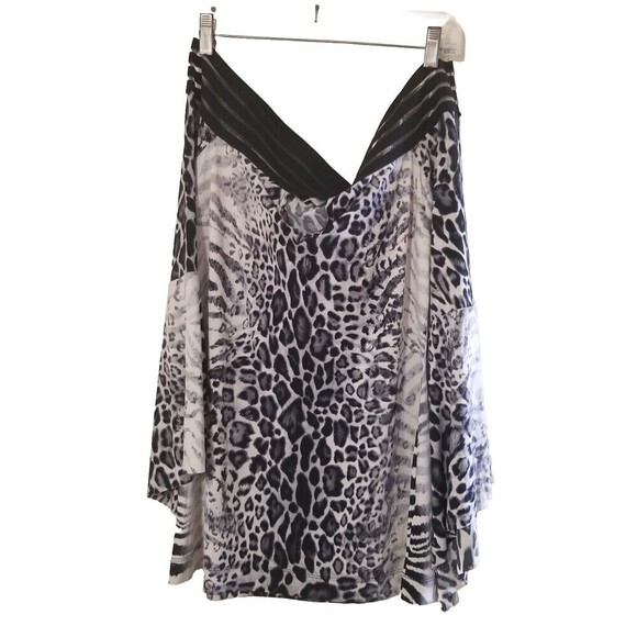 Venus Womens Off Shoulder Gray Leopard Large Flare Long Sleeve Animal print - Picture 1 of 4